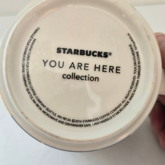 Starbucks You Are Here Coffee Mug Yellow Blue New York City Brooklyn Bridge 2014 - Picture 6 of 9